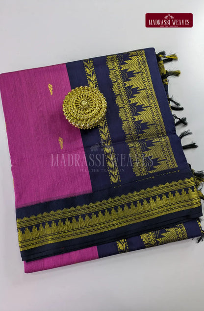 Premium Kalyani Gadwal Cotton Saree - Rosy Pink