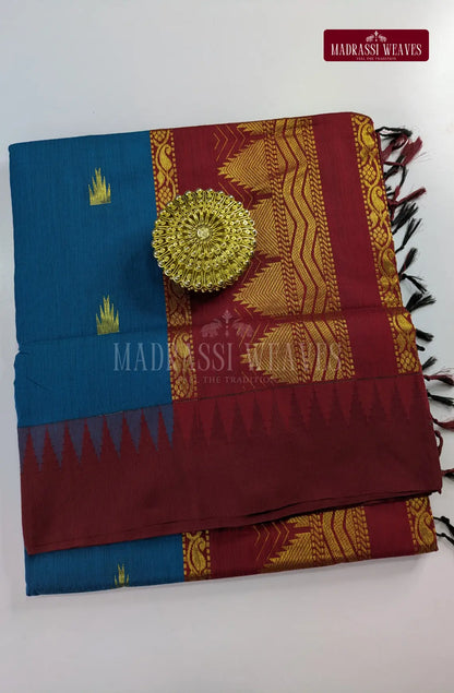 Premium Kalyani Gadwal Cotton Saree - Royal Blue