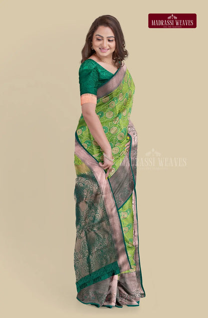 Kanchi Semi Silk Brocade Saree - Sneha Green
