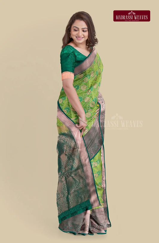 Kanchi Semi Silk Brocade Saree - Sneha Green
