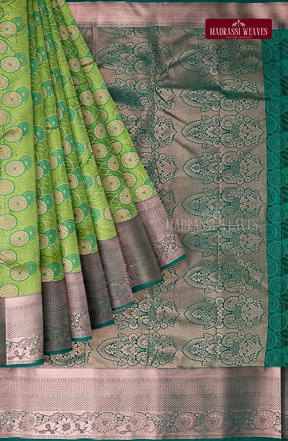 Kanchi Semi Silk Brocade Saree - Sneha Green