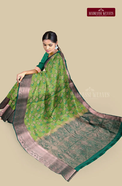 Kanchi Semi Silk Brocade Saree - Sneha Green