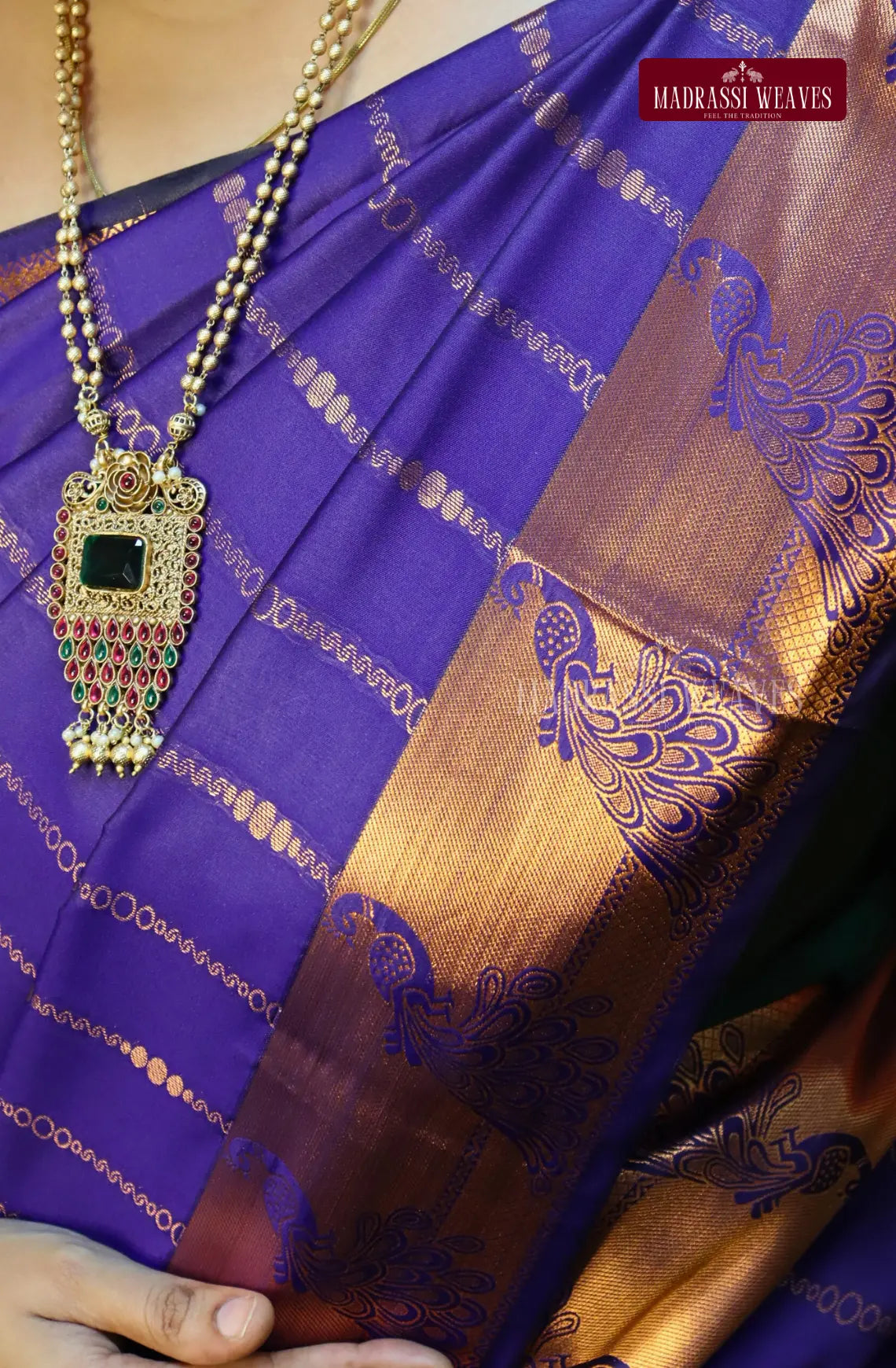 Looking for a gorgeous saree for a special occasion? Look no further! Our Kanchi Semi Silk Saree features a stunning peacock border and intricate all over kodi pattern, making it the perfect festive wear. With attached blouse material and free shipping, this beautiful blue saree is the best deal you'll find!