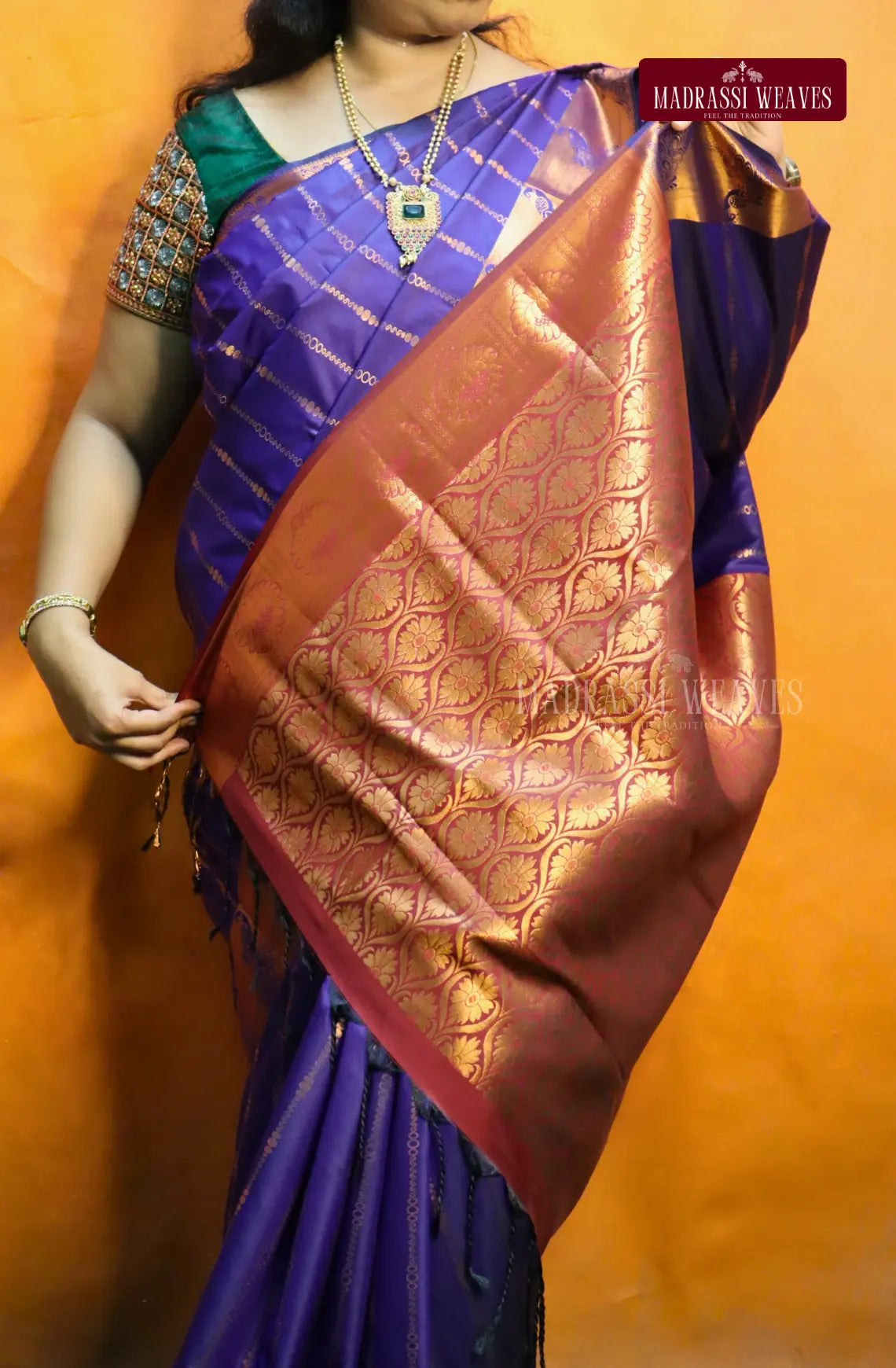 Looking for a gorgeous saree for a special occasion? Look no further! Our Kanchi Semi Silk Saree features a stunning peacock border and intricate all over kodi pattern, making it the perfect festive wear. With attached blouse material and free shipping, this beautiful blue saree is the best deal you'll find!