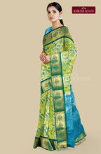 Kanchi Semi Silk Saree with Peacock Butta - Milky Green