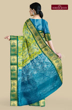 Kanchi Semi Silk Saree with Peacock Butta - Milky Green