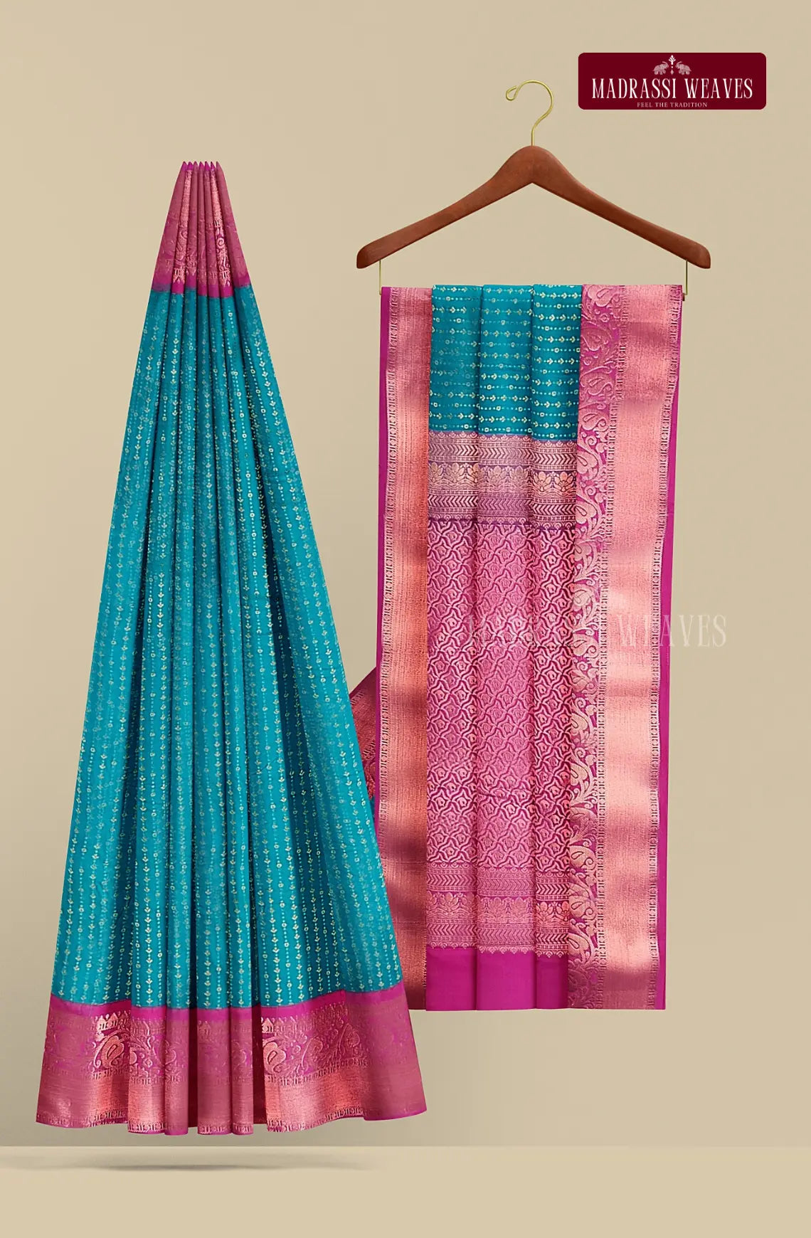 Kanchi Semi Silk Vaira Oosi Saree - Blue