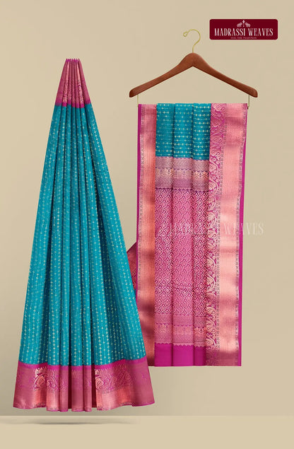Kanchi Semi Silk Vaira Oosi Saree - Blue