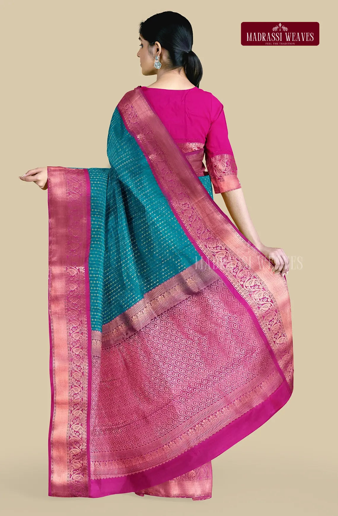 Kanchi Semi Silk Vaira Oosi Saree - Blue
