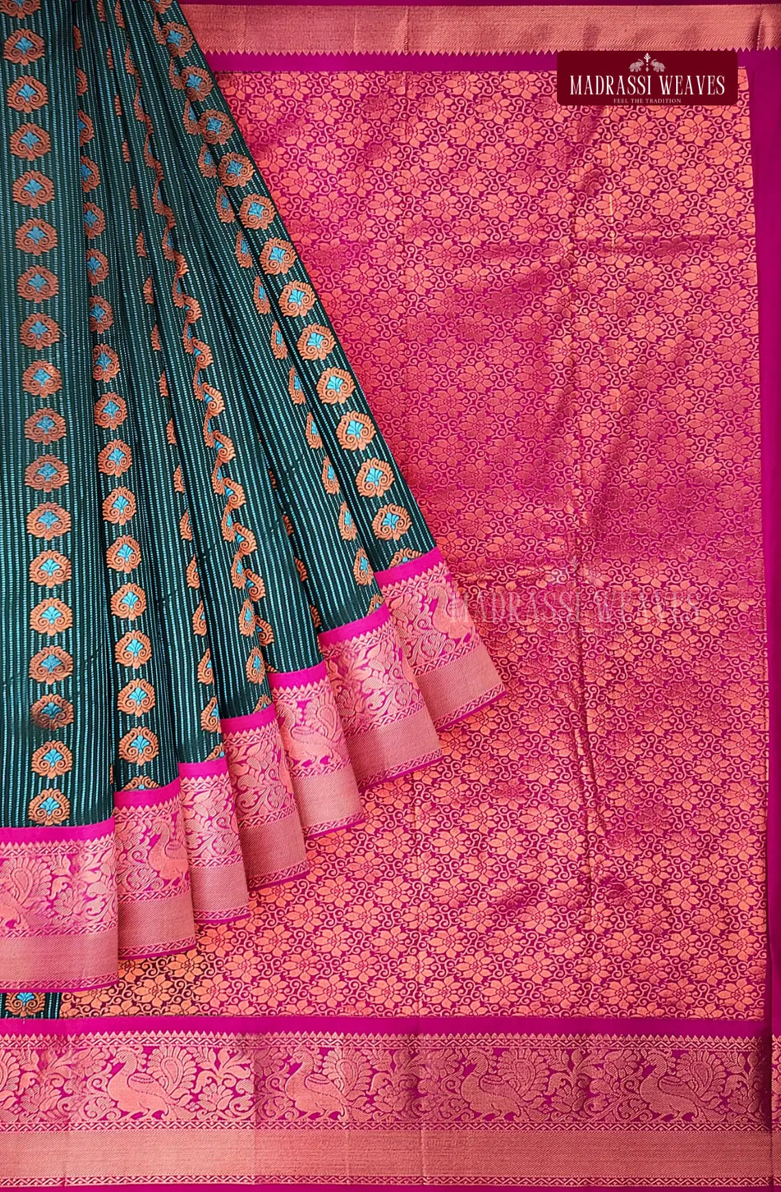 Kanchi Striped Semi Silk Saree with Meena Work