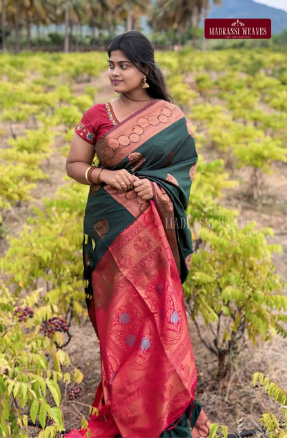 Kanchi Style Soft Silk Saree - Green