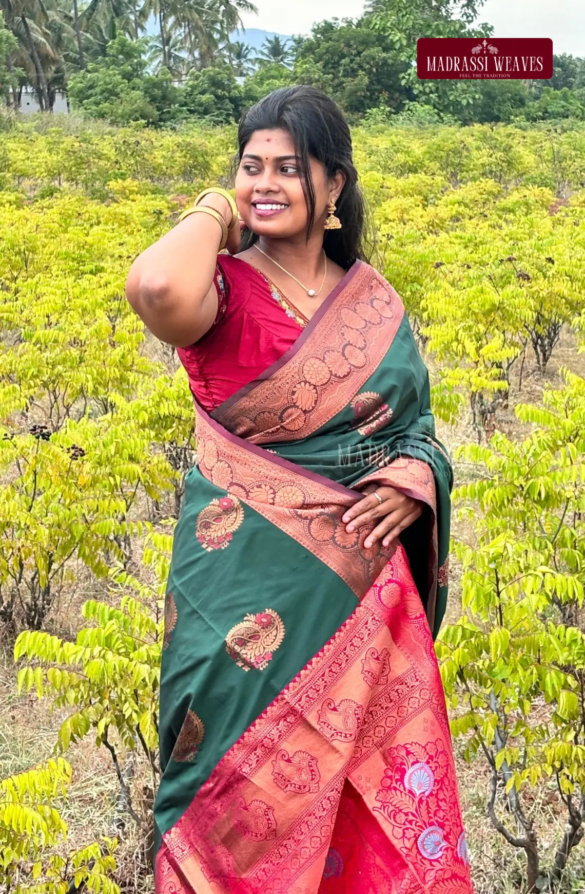 Kanchi Style Soft Silk Saree - Green