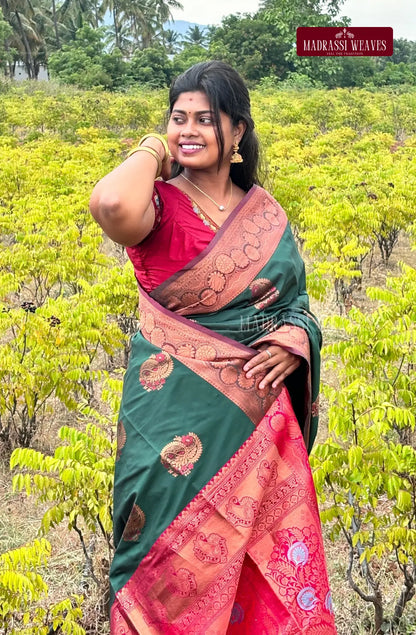 Kanchi Style Soft Silk Saree - Green
