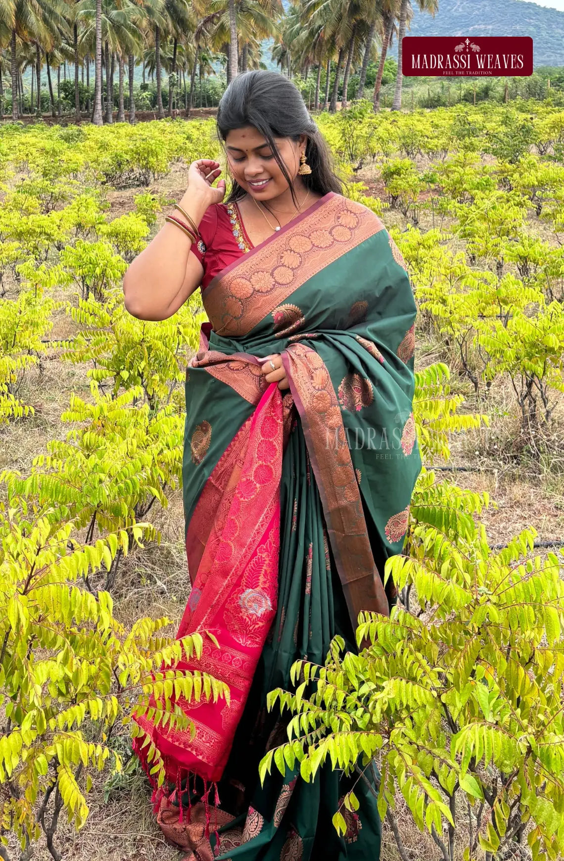 Kanchi Style Soft Silk Saree - Green