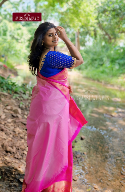 Kanchi Semi Silk Wedding Saree - Pink