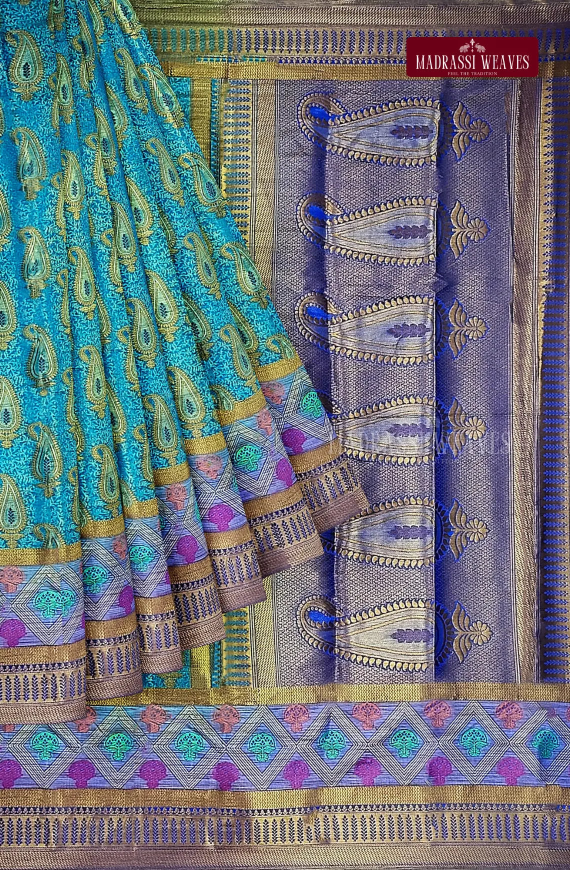 Kanjeevaram Brocade Semi-Silk Saree