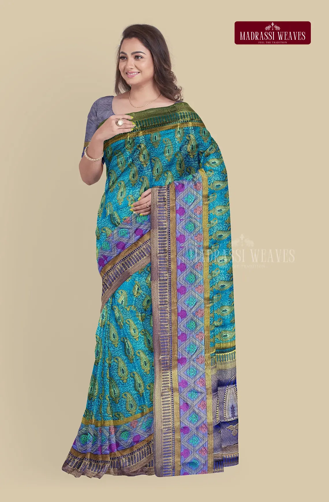 Kanjeevaram Brocade Semi-Silk Saree