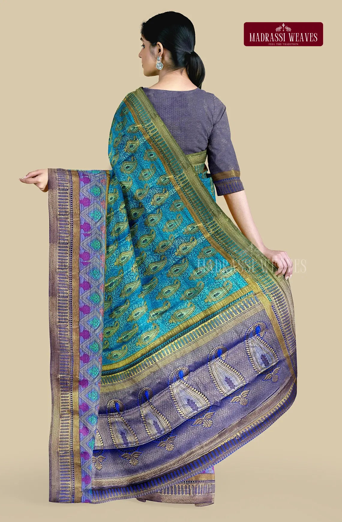 Kanjeevaram Brocade Semi-Silk Saree
