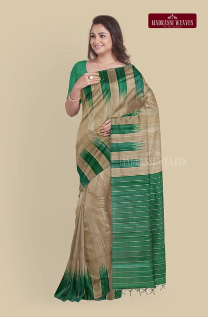 Kanjeevaram Pure Silk Saree - Tussar Green