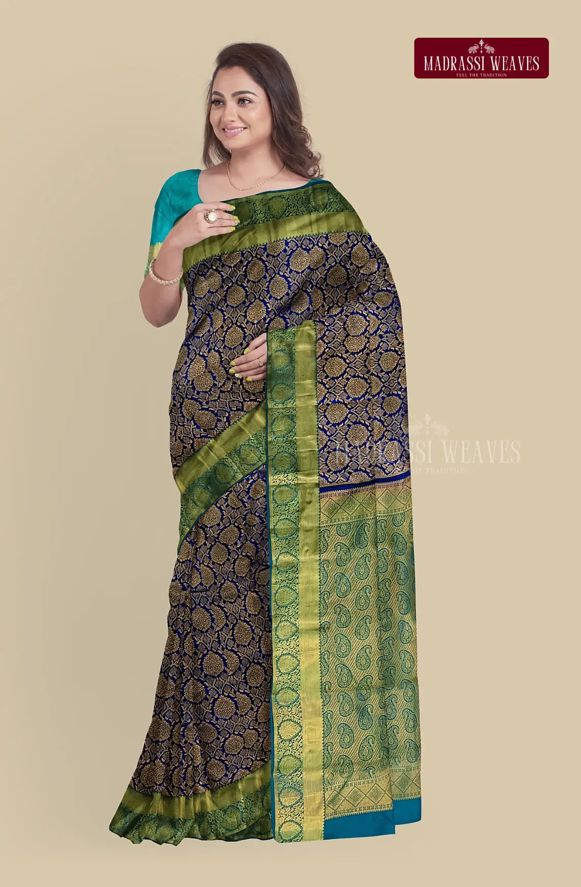 Experience the luxurious elegance of our Kanjeevaram Pure Silk Saree in beautiful Violet. Adorned with intricate Meena Butta work and stunning Zari woven design, this saree is Silk Mark certified and perfect for weddings. Blouse material attached, buy online now to elevate your saree collection!