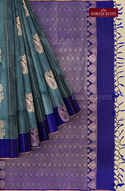Kanjeevaram Pure Silk Saree - Pale Blue