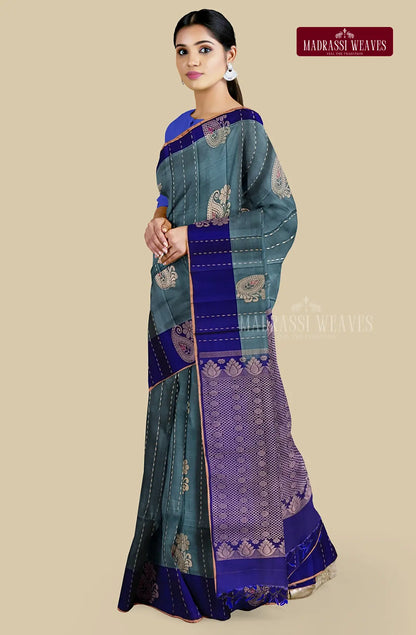 Kanjeevaram Pure Silk Saree - Pale Blue