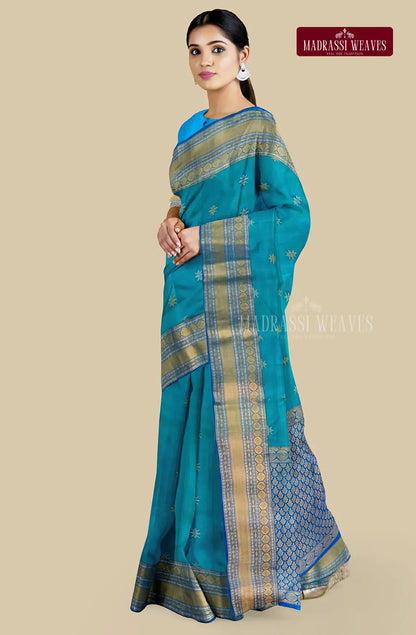 Kanjeevaram Pure Silk Saree - Blue