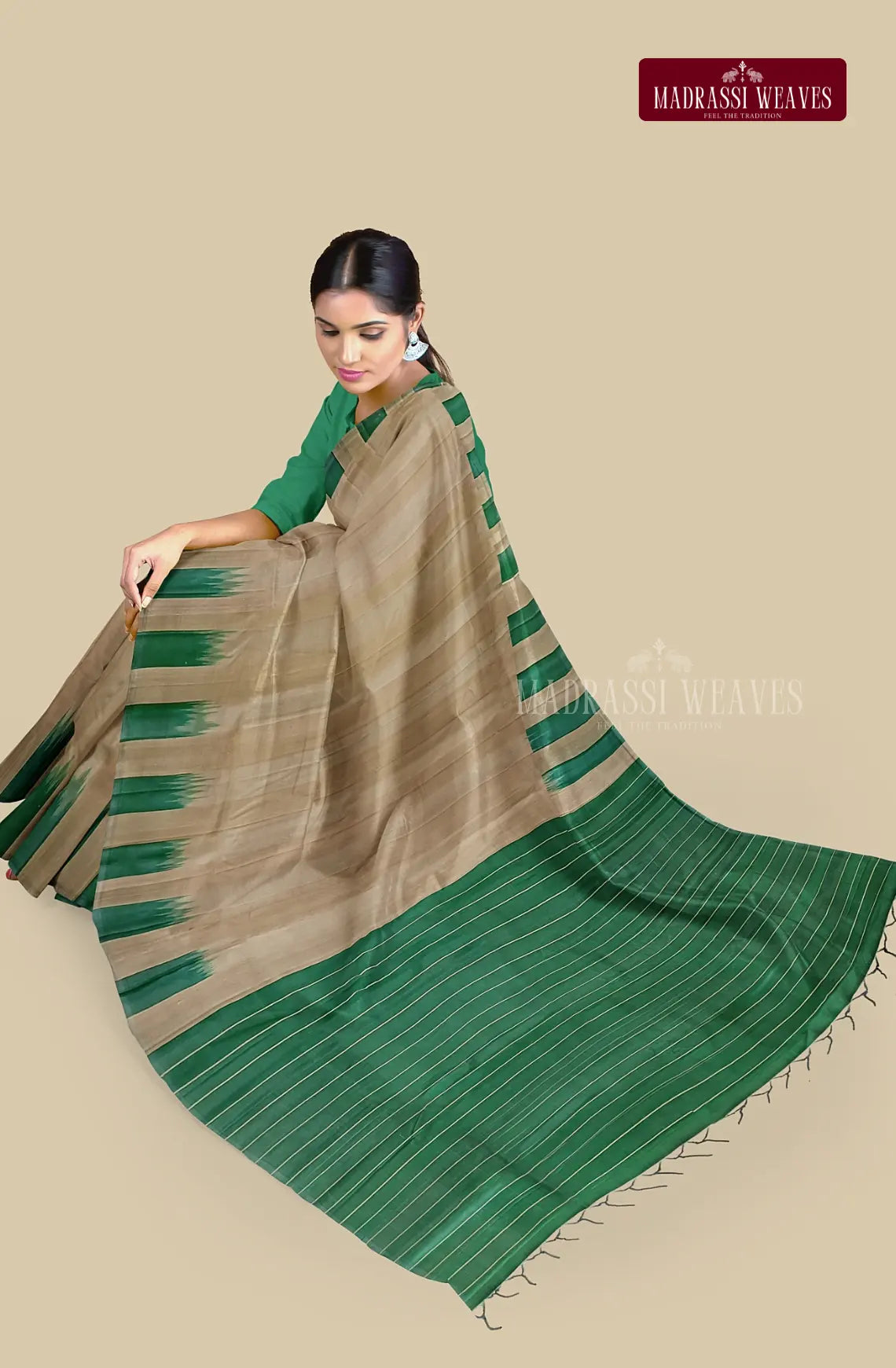 Kanjeevaram Pure Silk Saree - Tussar Green