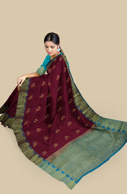 Kanjeevaram Pure Silk Saree - Wine Red