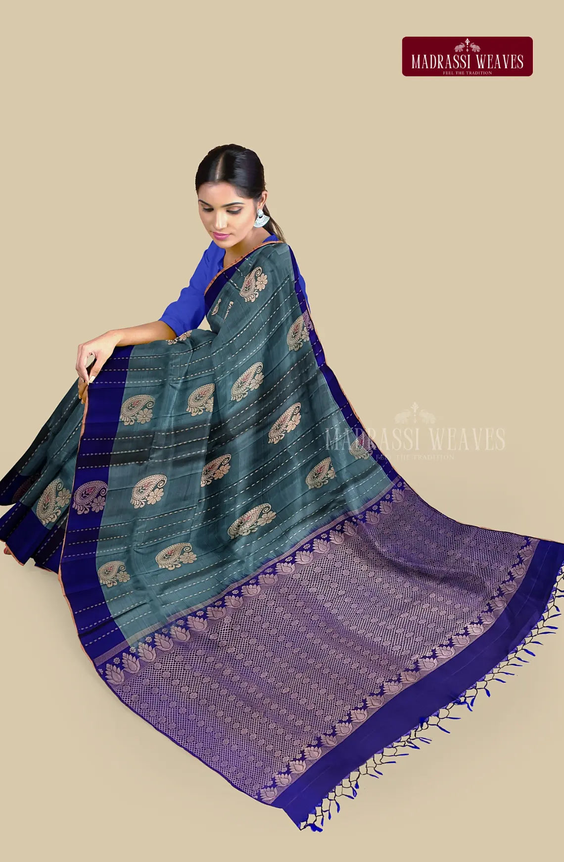 Kanjeevaram Pure Silk Saree - Pale Blue