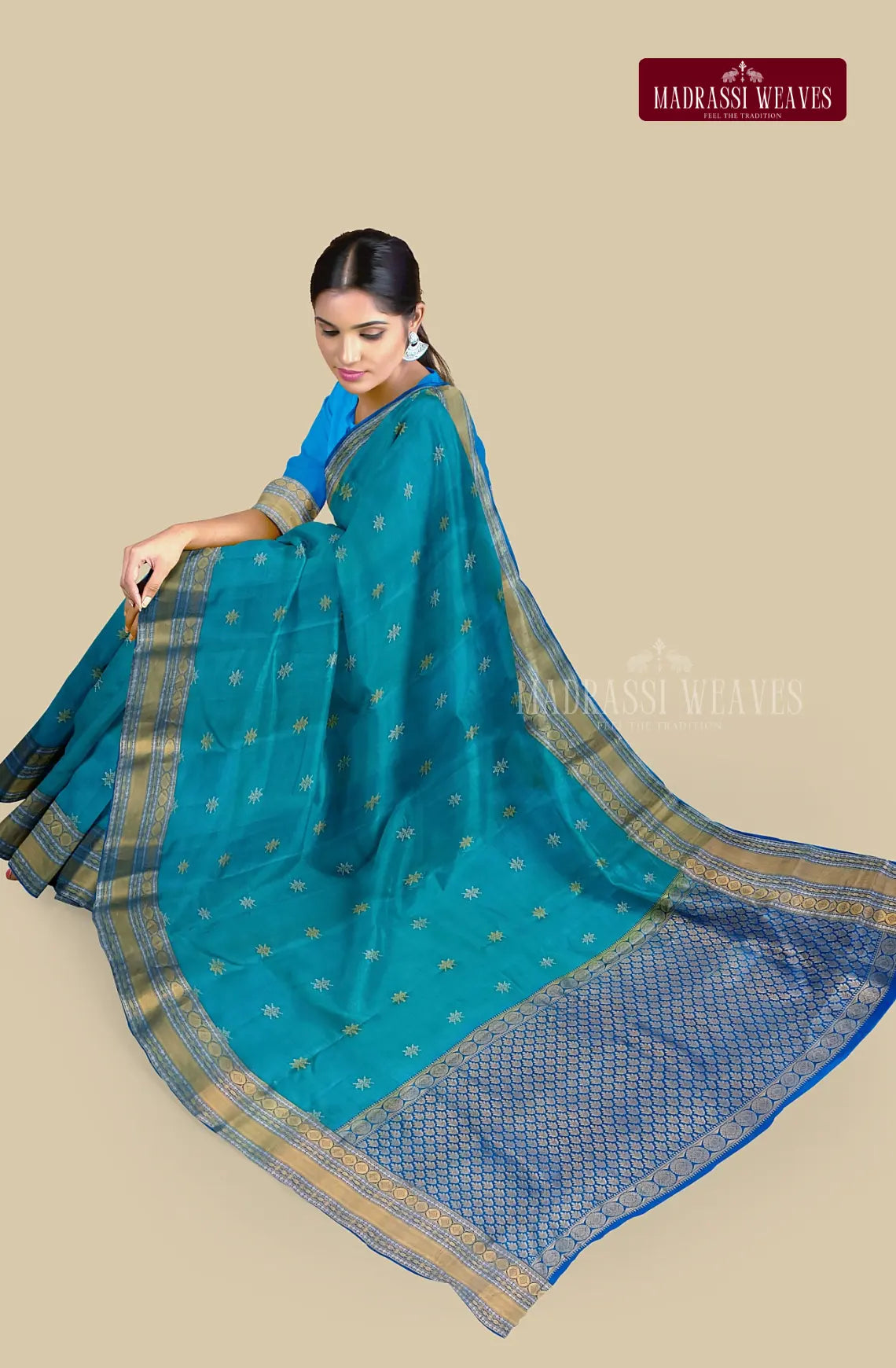 Kanjeevaram Pure Silk Saree - Blue