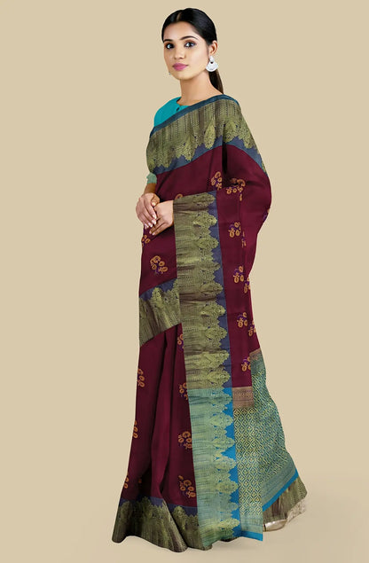 Kanjeevaram Pure Silk Saree - Wine Red