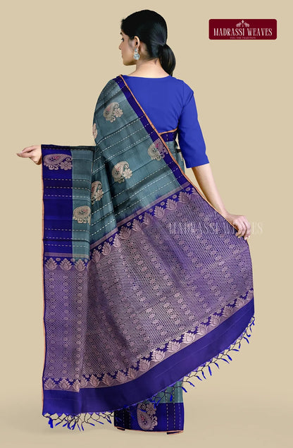 Kanjeevaram Pure Silk Saree - Pale Blue