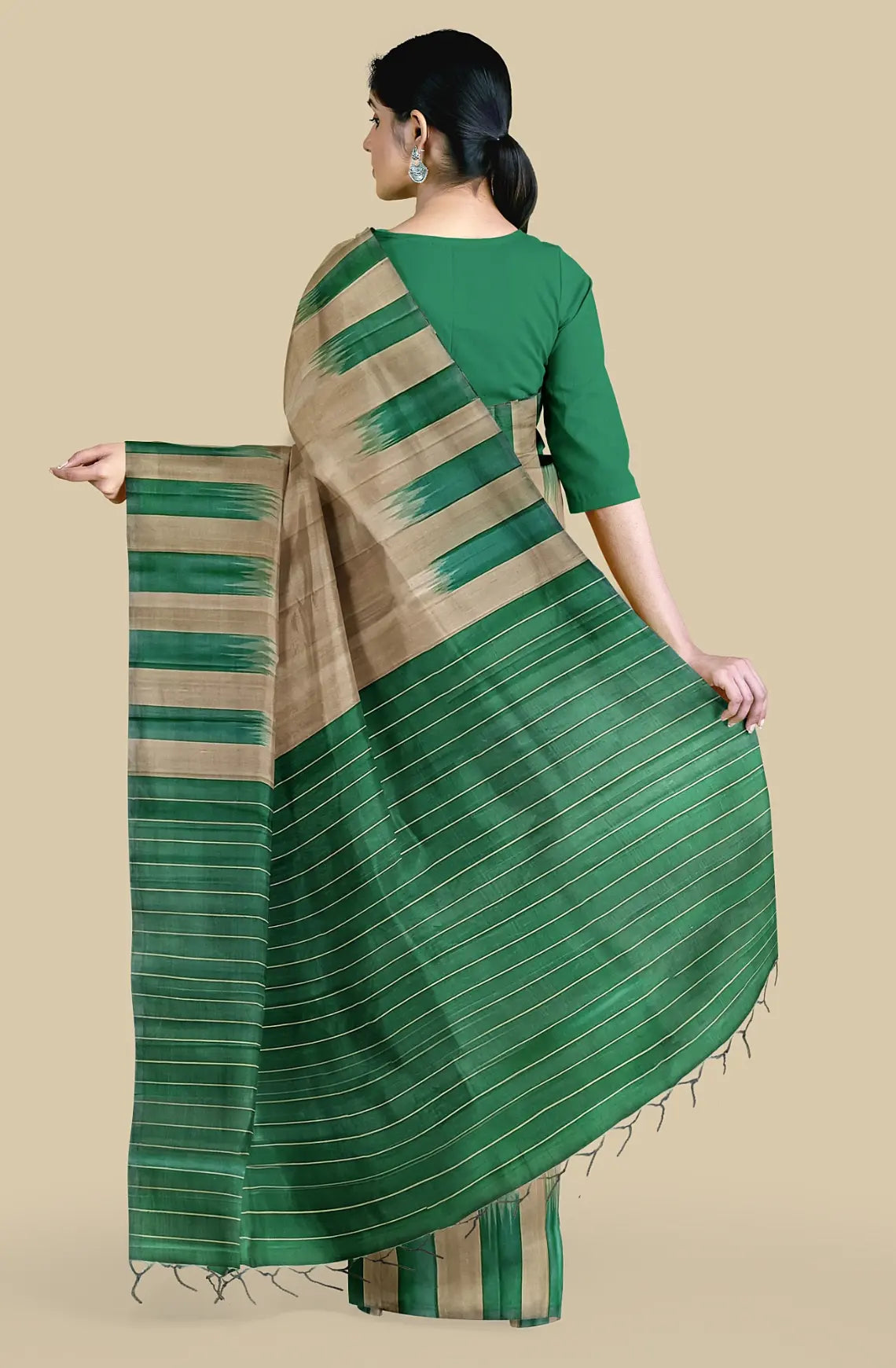 Kanjeevaram Pure Silk Saree - Tussar Green