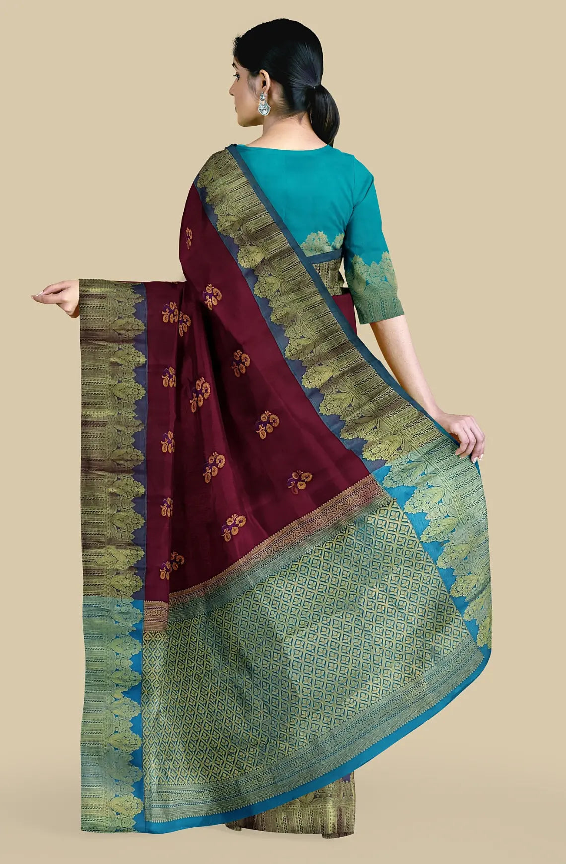 Kanjeevaram Pure Silk Saree - Wine Red