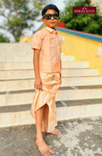 Kids Premium  Japan Art Silk Dhoti Set  - Peach