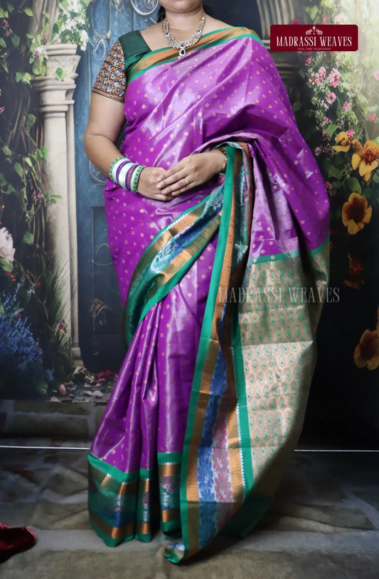 Kuppadam Dual Tone Tissue Saree with Pochampally Border