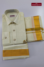 Luxury Aari Work Wedding Silk Dhoti Set (HandCrafted) -(DESPATCH TIME 15 DAYS) - Off White