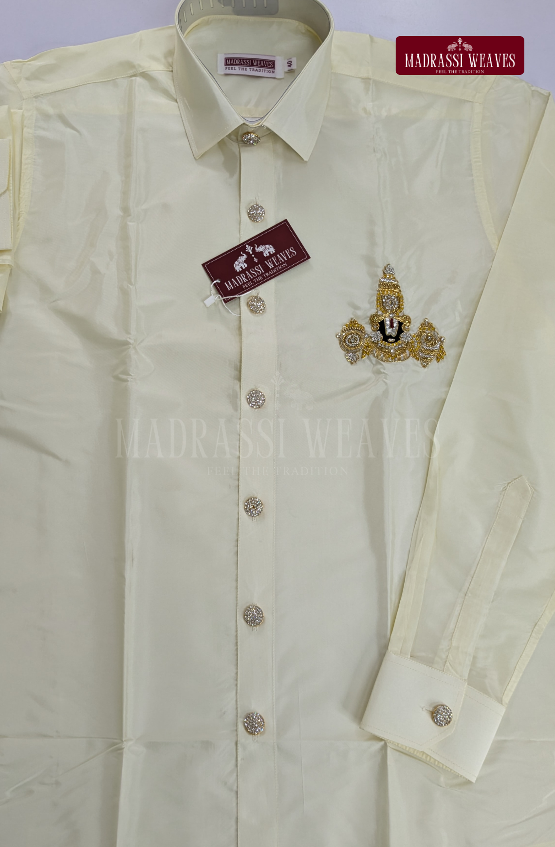 Luxury Aari Work Wedding Silk Dhoti Set (HandCrafted) -(DESPATCH TIME 15 DAYS) - Off White