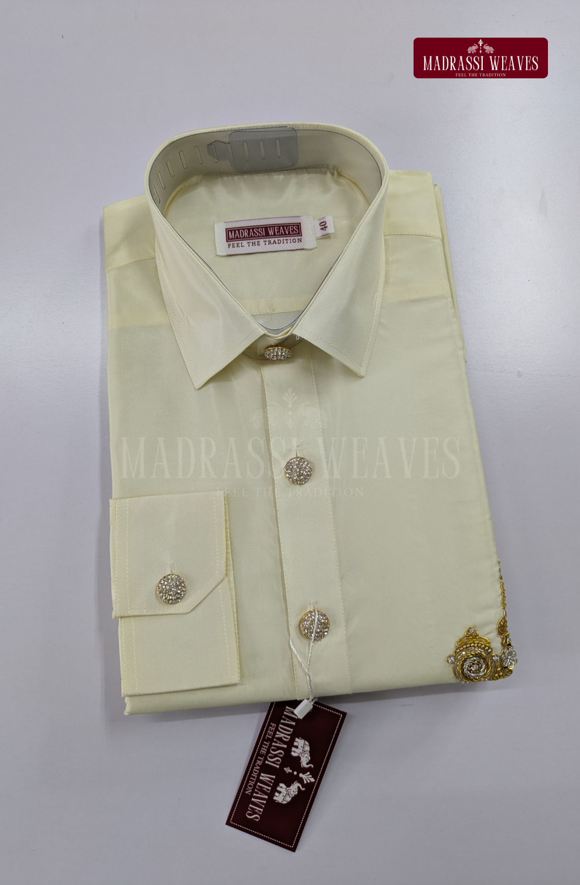 Luxury Aari Work Wedding Silk Dhoti Set (HandCrafted) -(DESPATCH TIME 15 DAYS) - Off White