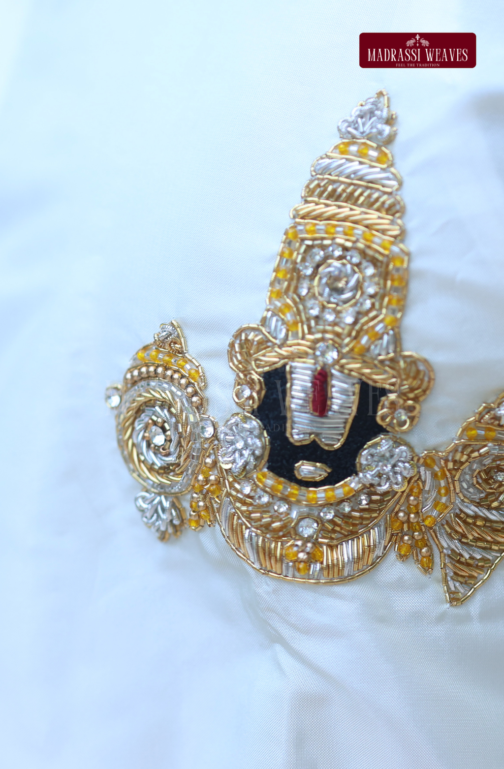 Luxury Aari Work Wedding Silk Dhoti Set (HandCrafted) -(DESPATCH TIME 15 DAYS) - Off White