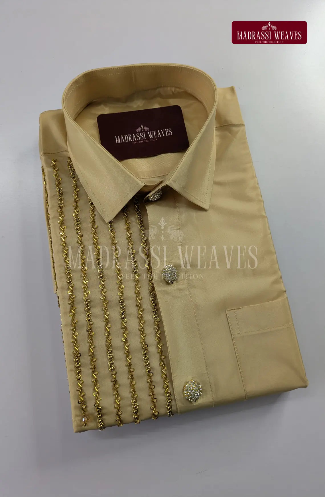 Luxury Aari Work Wedding Silk Dhoti Set 7 (HandCrafted) -(DESPATCH TIME 15 DAYS)