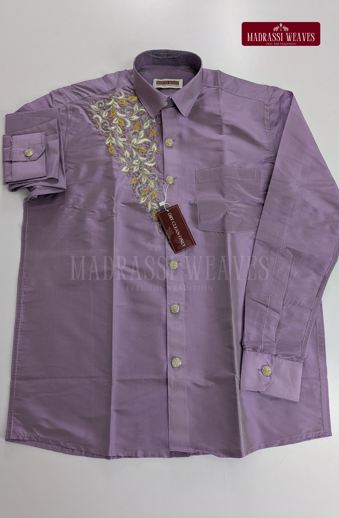 Luxury Aari Work Wedding Silk Dhoti Set (HandCrafted) - (DESPATCH TIME 15 DAYS)-Lavender