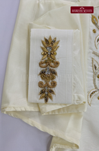 Luxury Aari Work Wedding Silk Dhoti Set (HandCrafted) -(DESPATCH TIME 15 DAYS)-Off White