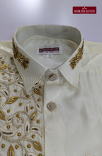 Luxury Aari Work Wedding Silk Dhoti Set (HandCrafted) -(DESPATCH TIME 15 DAYS)-Off White