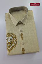 Luxury Aari Work Wedding Silk Dhoti Set (HandCrafted) - (DESPATCH TIME 15 DAYS)-Beige