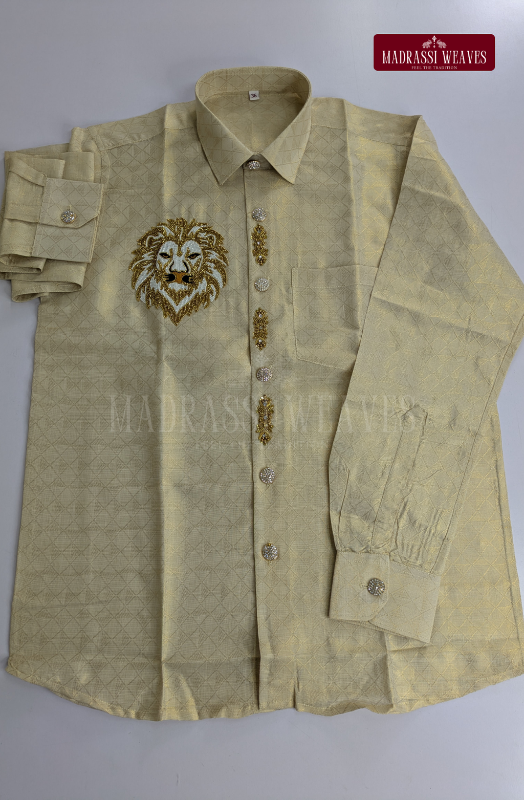 Luxury Aari Work Wedding Silk Dhoti Set (HandCrafted) - (DESPATCH TIME 15 DAYS)-Beige