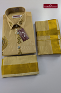 Luxury Aari Work Wedding Silk Dhoti Set (HandCrafted) -(DESPATCH TIME 15 DAYS)-Beige