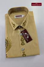 Luxury Aari Work Wedding Silk Dhoti Set (HandCrafted) -(DESPATCH TIME 15 DAYS)-Beige