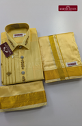 Luxury Aari Work Wedding Silk Dhoti Set (HandCrafted) -(DESPATCH TIME 15 DAYS)-Champange